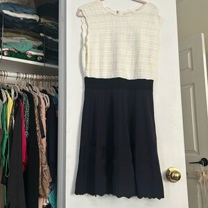 NWT Ted Baler Skater Dress. Navy blue and cream colored. Size 5